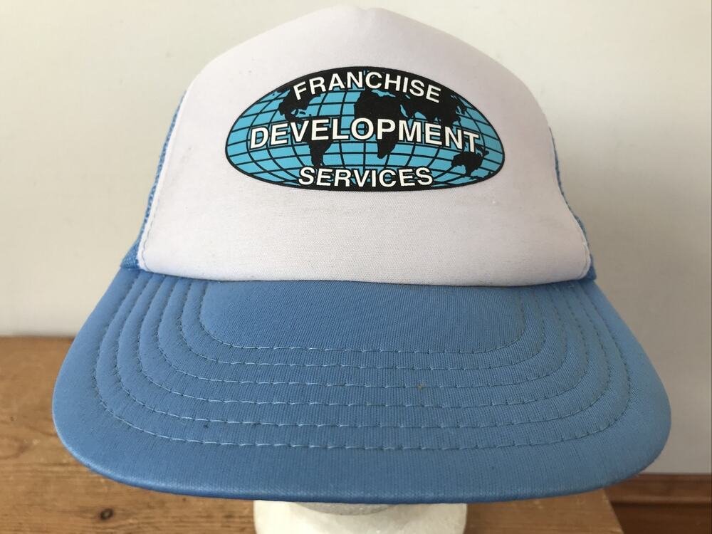 Vtg 80s 90s Franchise Development Services Blue Mesh Baseball Trucker Cap Hat